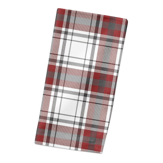 Red Gray Plaid 10x10 Cotton Twill Napkin